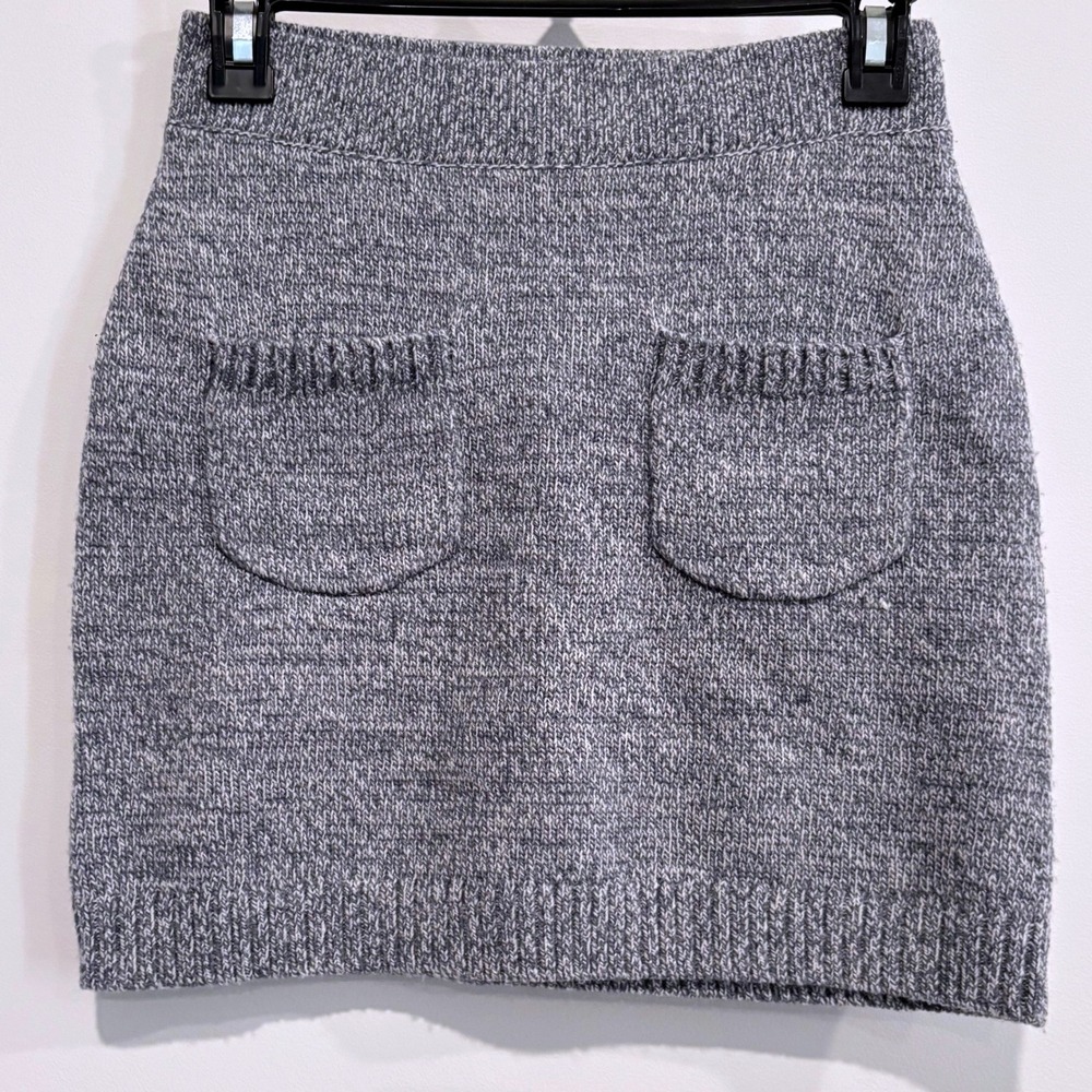 We The Free Womens Mini‎ Skirt XS Knit Marled Pocket Blue Preppy Academia 20604